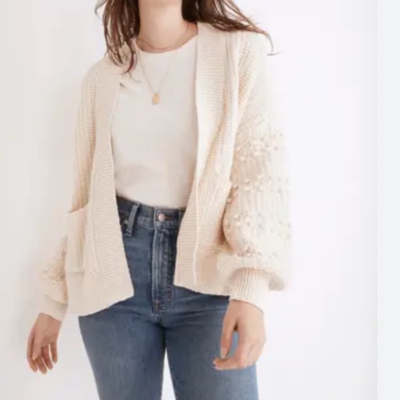 Madewell Sweaters - Madewell | Bobble cardigan sweater in bright Ivory
